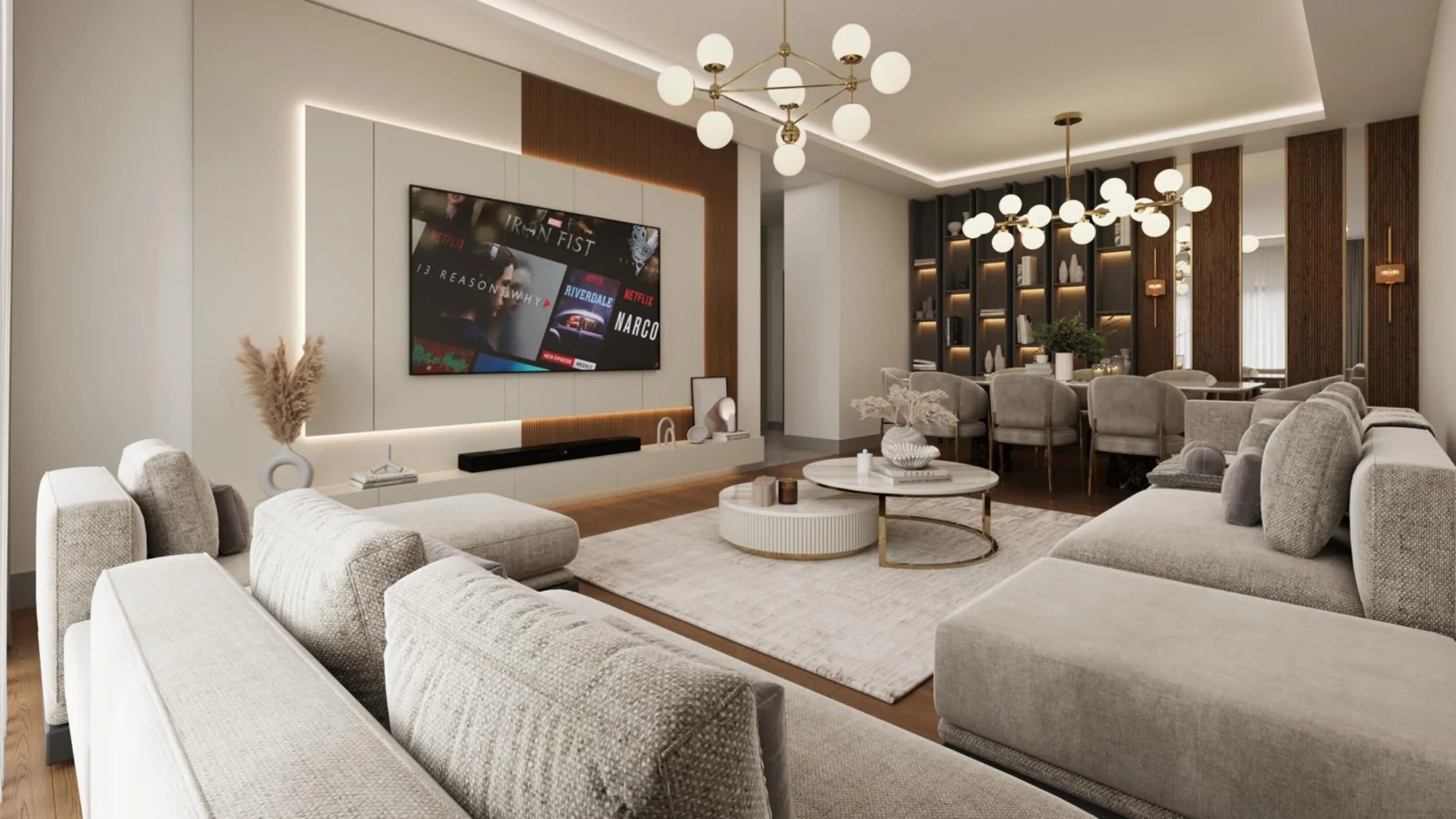 Salon iç mekân renderi